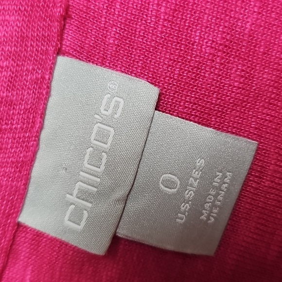 Chicos 100% Linen Button Down Top Chicos Sz 0 (sz 4) Bright Pink - Picture 7 of 13